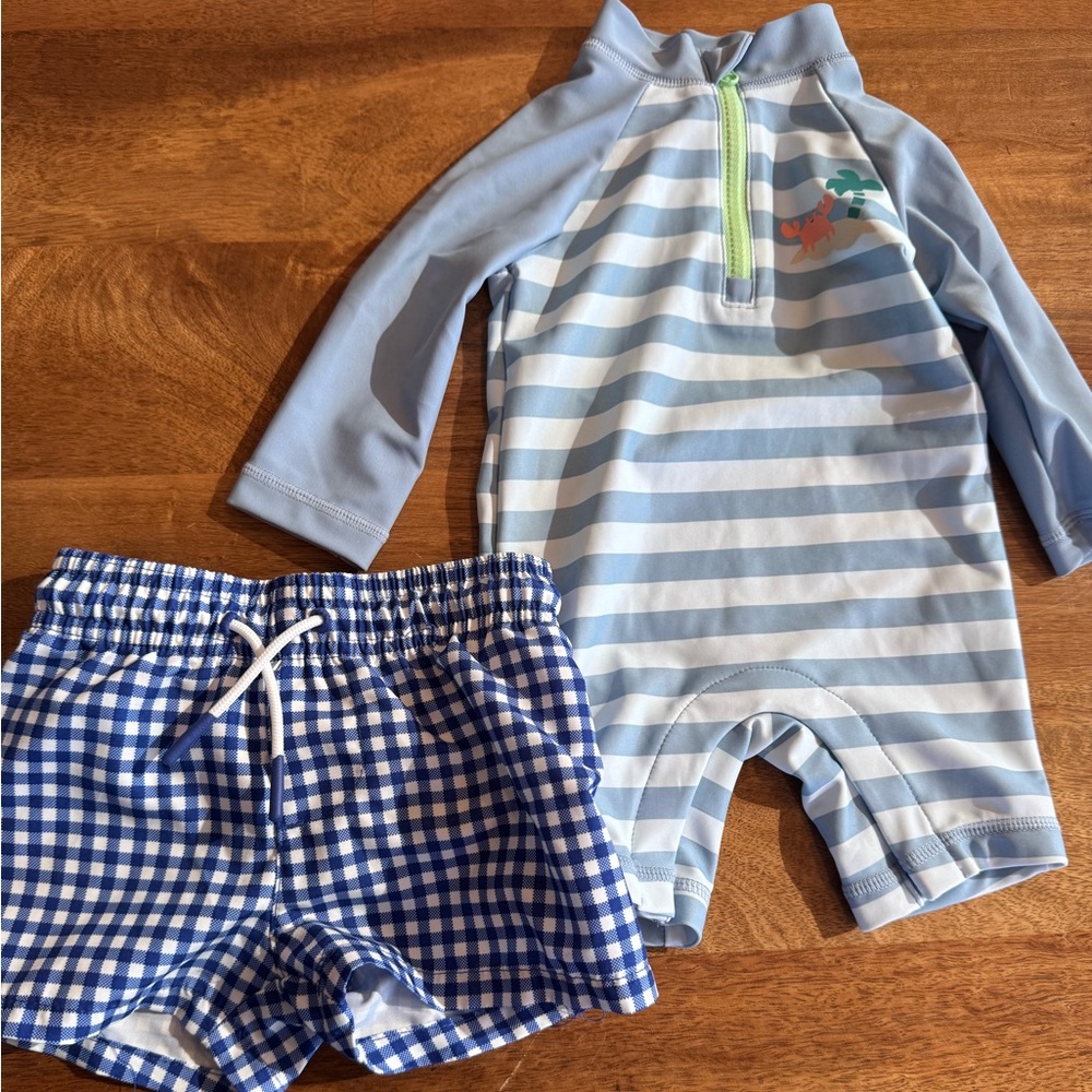 Infant boys swim trunks and rash guard